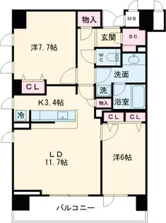 PRIME URBAN 東中野 COURT【511号室】の間取り