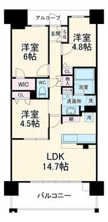 プレサンスロジェ岐阜ザ・クラスⅡ【10階】の間取り