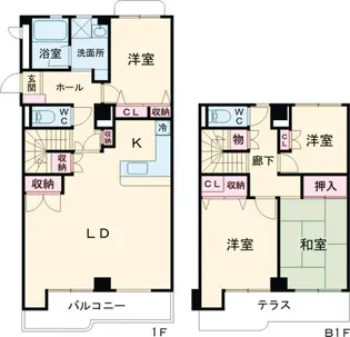 リフィーネめじろ台【1階】の間取り