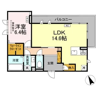 D's LIEN (ディーズリアン) E【201号室】の間取り