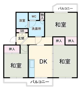 くず葉台団地 1号棟【3階】の間取り
