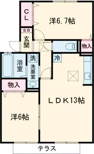 セジュールハピネス【C102号室】の間取り