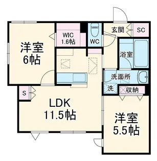 パルハイム若松【1階】の間取り