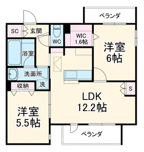 パルハイム若松【2階】の間取り