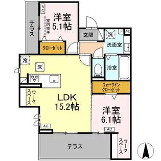 アーブル 西岩田【1階】の間取り