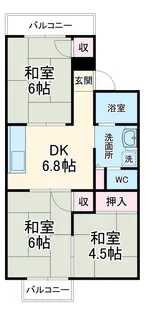 コーポ苗代Ⅱ A棟 【102号室】の間取り