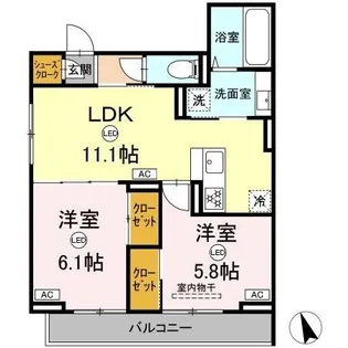 Asset-Court立川富士見町A【3階】の間取り