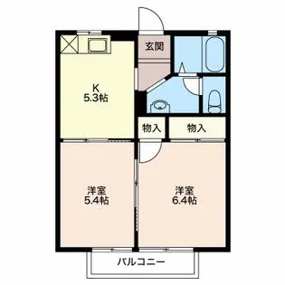 ファミール落合B【202号室】の間取り