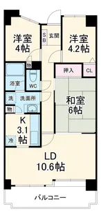 蕨スカイマンション【407号室】の間取り