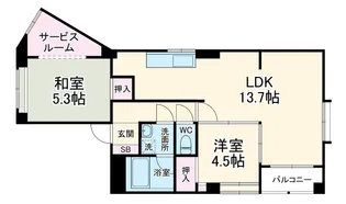 第一笹下ハイツ A棟【504号室】の間取り