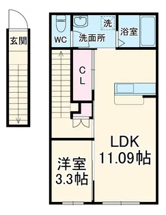 RAMBLE A棟【201号室】の間取り