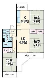 さつき住宅25号棟【4階】の間取り