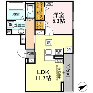ルヴィータ村雲【201号室】の間取り