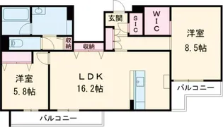 ワイエア平尾浄水【2階】の間取り
