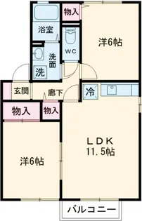 セジュール御堂の上D【101号室】の間取り