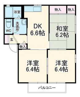 ジュネスドミール【B202号室】の間取り