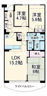 戸塚ガーデンハウスA棟【6階】の間取り