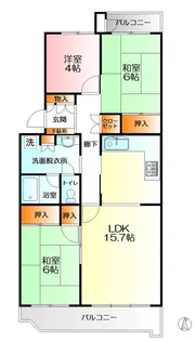 厚木そりだハイツ14号棟【1426号室】の間取り