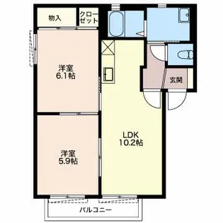 アイムアサヒC【1階】の間取り