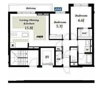 グランフォルトゥーナ久我山【201号室】の間取り