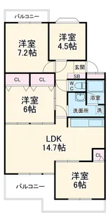 エルグランデ萩山【1階】の間取り