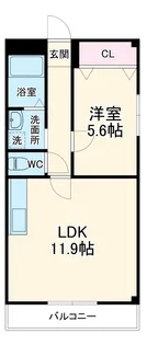コスモ西里【1階】の間取り