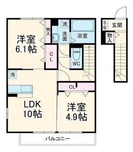 ERBENHEIM(エルベンハイム) Ⅳ【2階】の間取り