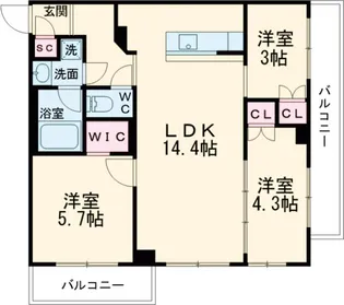 アジールコート練馬中村橋【1階】の間取り