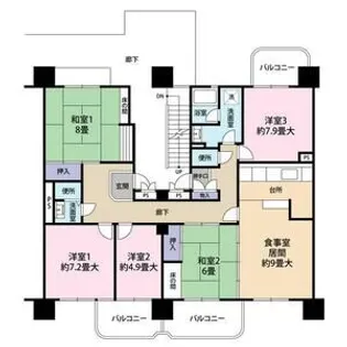 泉北鴨谷台3丁第2住宅2号棟【805号室】の間取り