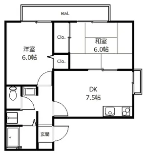 ドエル上桂【1階】の間取り