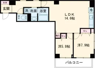 ルミークアン笹塚【4階】の間取り