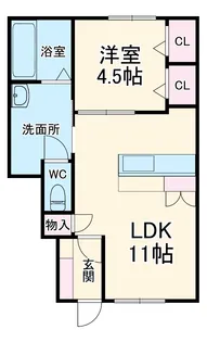 風とみどりのカシェット 華 - HANA【1階】の間取り