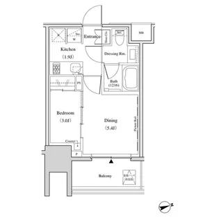 ザ・パークハビオ北千住【1207号室】の間取り