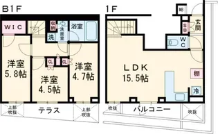 オープンレジデンス祐天寺【1F号室】の間取り