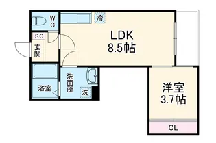 ハーモニーテラスRen相川【1階】の間取り