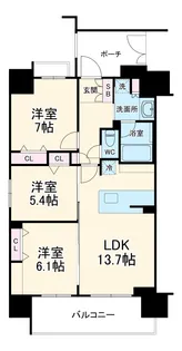 クリオ浦和常盤【6階】の間取り