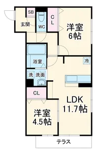 Flat Comfy 豊中【3階】の間取り