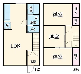 大清水テラスハウス【1号室】の間取り