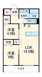 プリムヴェール【1階】の間取り