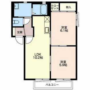 アイムアサヒC【1階】の間取り