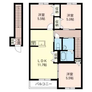 フォレスト三室【2階】の間取り