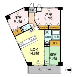 モニュメントスクウェア 参番館【3階】の間取り