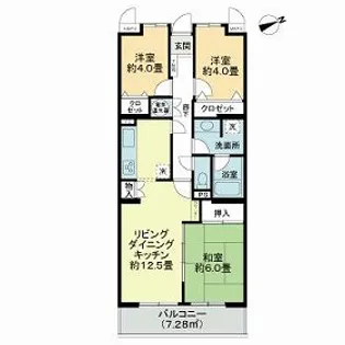ライオンズマンション川越【4階】の間取り