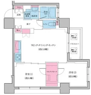 クレヴィアリグゼ日暮里【4階】の間取り