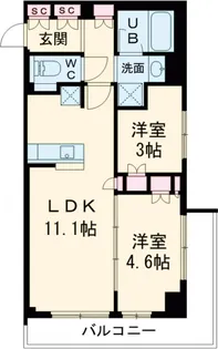 クレストコート旗の台【206号室】の間取り