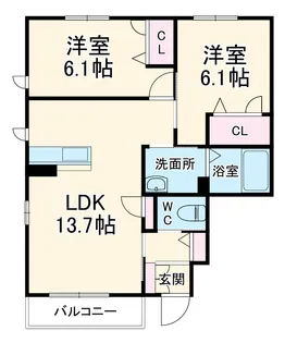 バトー エメロード【A102号室】の間取り