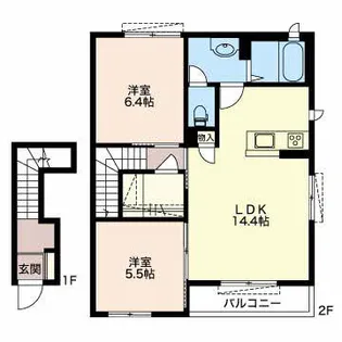 クレセオ花水木【202号室】の間取り