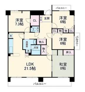 クレストステージ小牧【803号室】の間取り