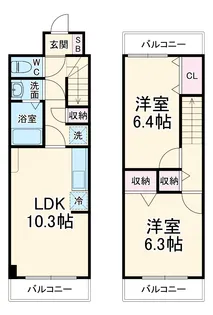サンライズ幕張【304号室】の間取り