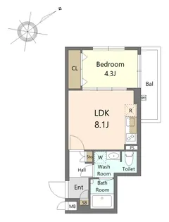 Reframe5池尻大橋【B005号室】の間取り